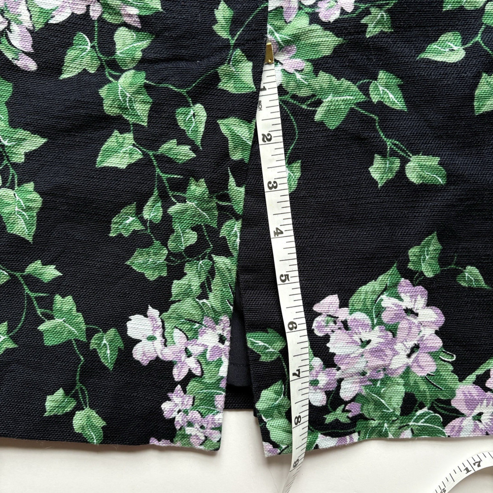 TALBOTS Floral Pencil Skirt Navy Purple Office Career Cottagecore Modest Size 10 - Picture 11 of 11